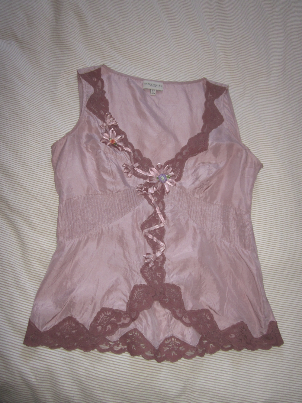 Karen Millen Dusty Pink Silk Lace-Trim Camisole